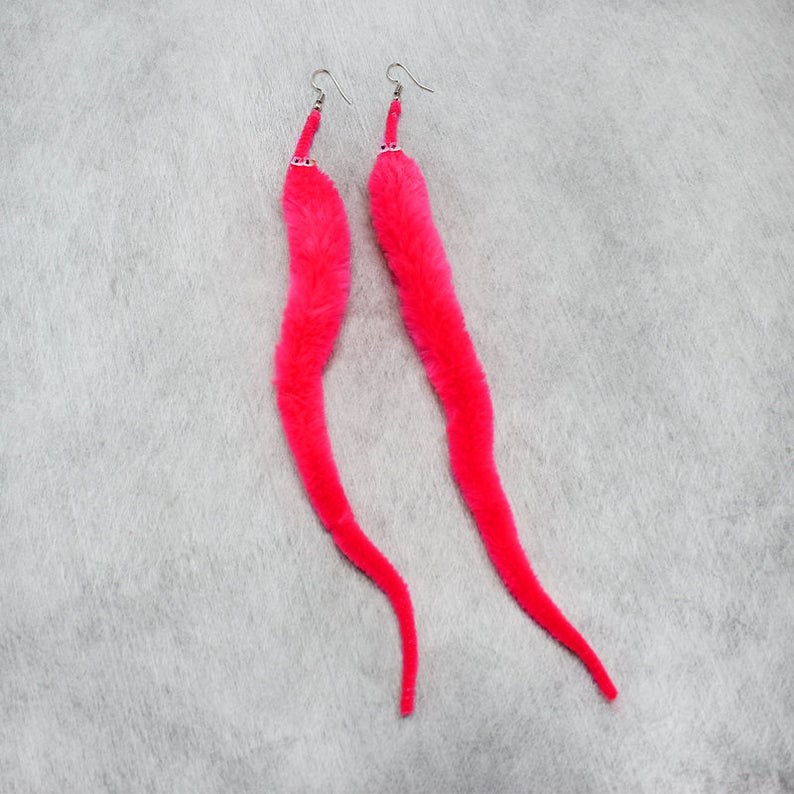 1 Pair Colorful 'Worm on A String' Earrings Caterpillar Funny Animal Earrings Party Jewelry