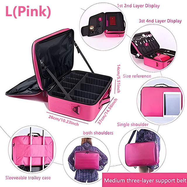 Custodia per trucco professionale da viaggio femminile di grande capacità Cassetta degli attrezzi per unghie di bellezza Valigie per organizer cosmetico per scatole di immagazzinaggio per trucco: Cielo Blu