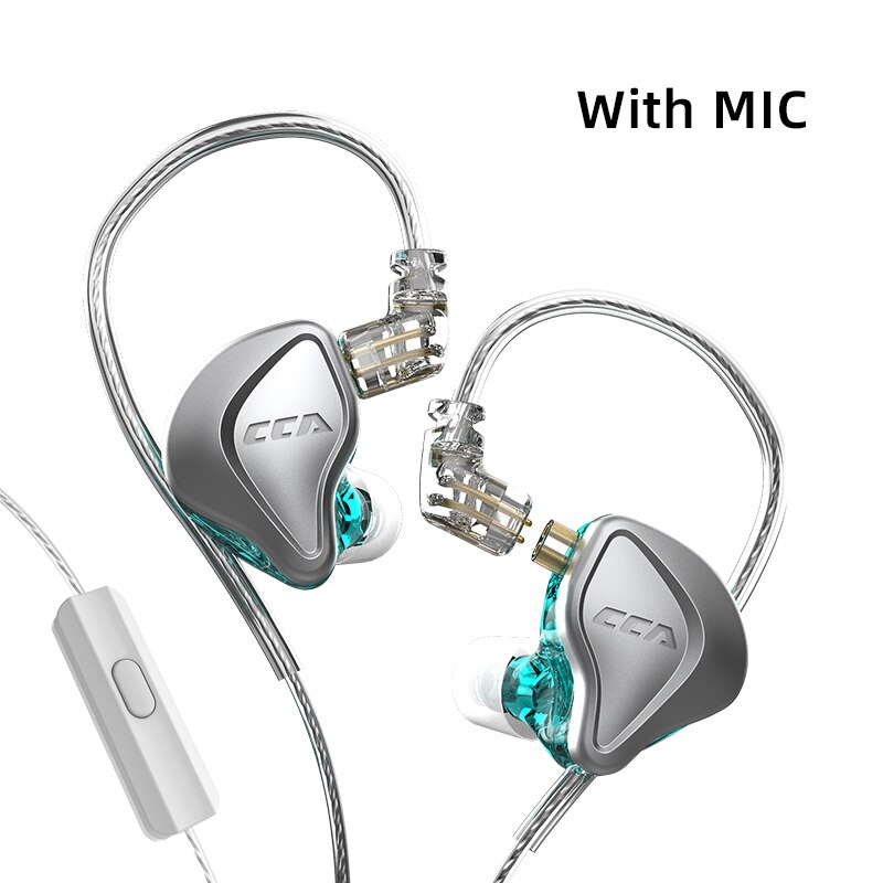 Cca nra hifi-in-ear-kopfhörer mit elektrostatischem und dynamischem treiber, kabelgebundenem headset und geräuschunterdrückung, cca  c12 zsn pro: Cyan mit mikrofon