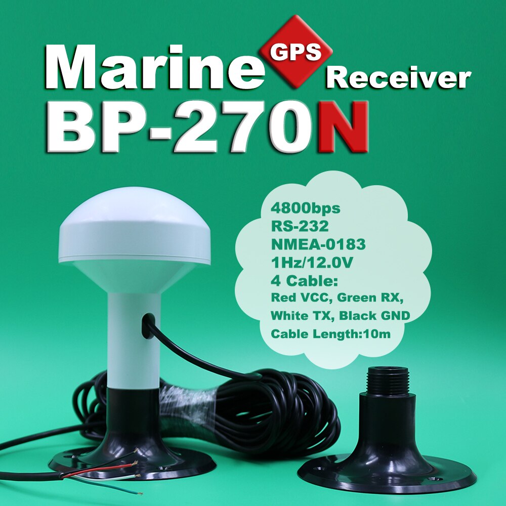 BEITIAN, RS-232 boot GPS ontvanger met antenne, baudrate 4800, Marine GPS ontvanger, paddestoelvormige case, plastic basis, BP-270N
