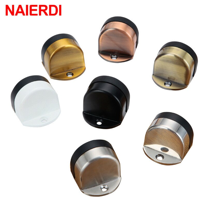 NAIERIDI Non-punch Sticker Water-proof Door Stop Stainless Steel Door Stopper Hidden Rubber Door Stop Furniture Door Hardware