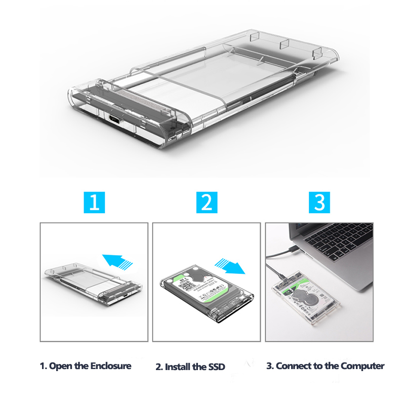 Kingspec 6Gbps Sata Ssd Behuizing Usb 3.0 7Mm 5Gbps Ssd Harde Schijf Doos Externe 9.5Mm Behuizing case Voor 2.5 Inch Sata Ssd Hdd