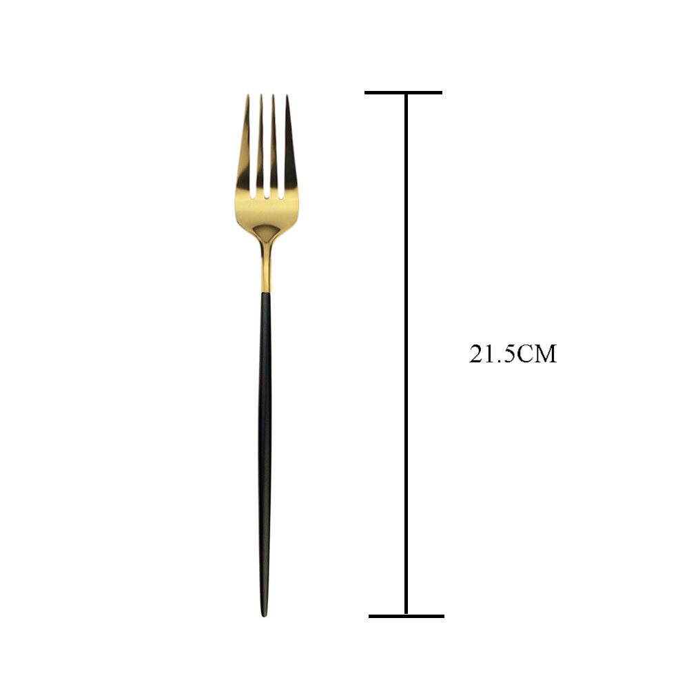 Black Gold Cutlery Set 18/10 Stainless Steel Dinnerware Set 16Pcs/24Pcs/32Pcs Kitchen Tableware Set Knife Fork Spoon Dinner Set: 8 set / 1Pcs Dinner Fork