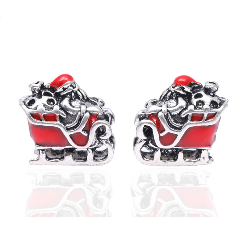 Red Christmas Christmas Series Bracelet Sleigh Elderly Beads Accessories 20 Alloy Christmas Charms: Default Title