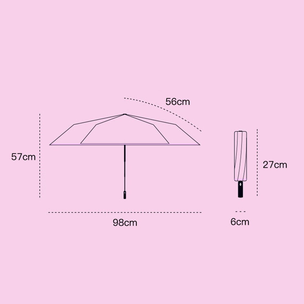 Paraguas transparente automático de lluvia para mujer, paraguas femenino de 3 etapas con 8 costillas, rosa, Morado, azul y verde, con imagen