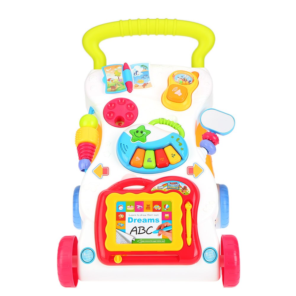 Baby Walkers Toddler Safety With Wheels Trolley Sit-to-Stand Musical Walker Go-carts Learning Walking Assistant First Steps Car