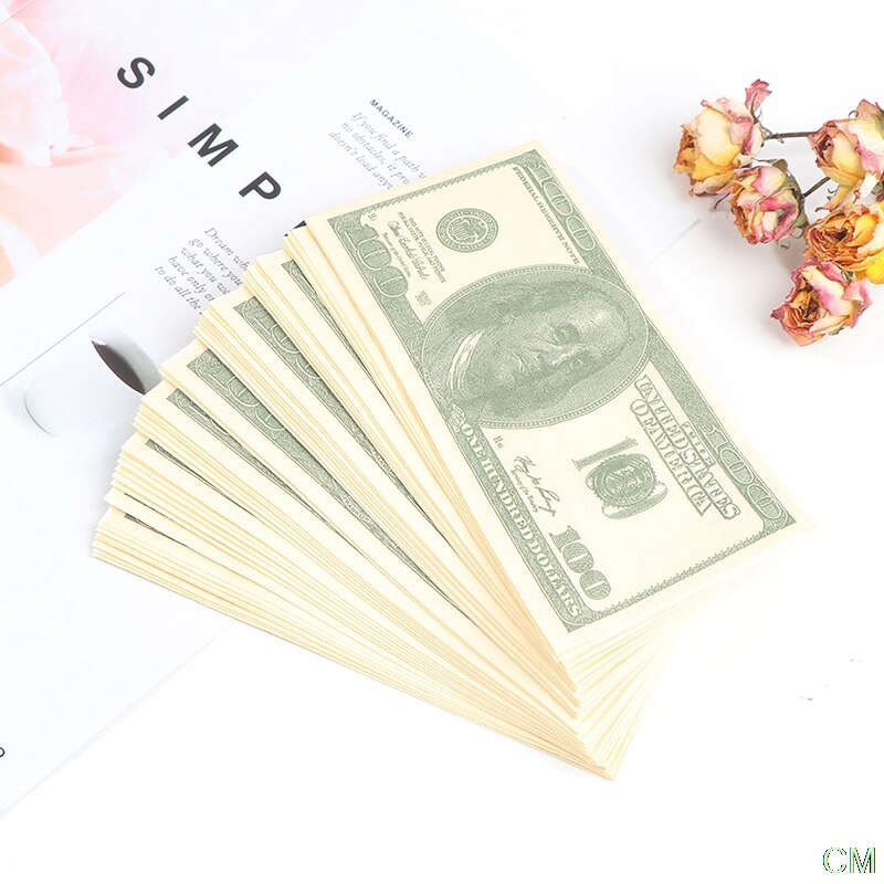 20Pcs Grappige 100Usd Gedrukt Papier Servetten Dikke Wc Bad Tissue Papier