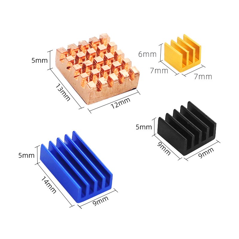 4pcs Raspberry Pi 4 Model B Aluminum Heat Sink Silver Black Gold Blue Heatsink Strong Radiator Cooling kit Heatsinks for RPi 4B