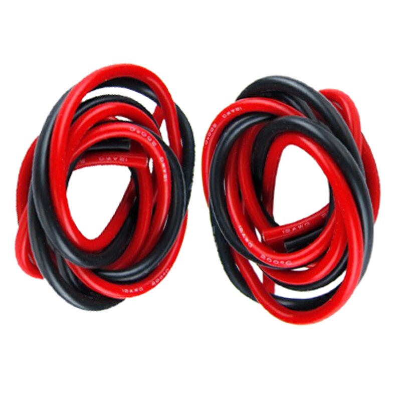 1 packet 2 pieces 14 gauge 1 meter silicone cable fine beach 14 AWG, black and red