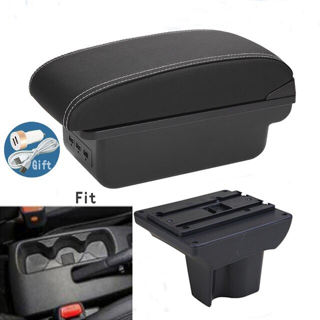 For TOYOTA RUSH ARMREST Armrest box Car accessories Interior storage box Original armrest chargeable usb: B-Black white line