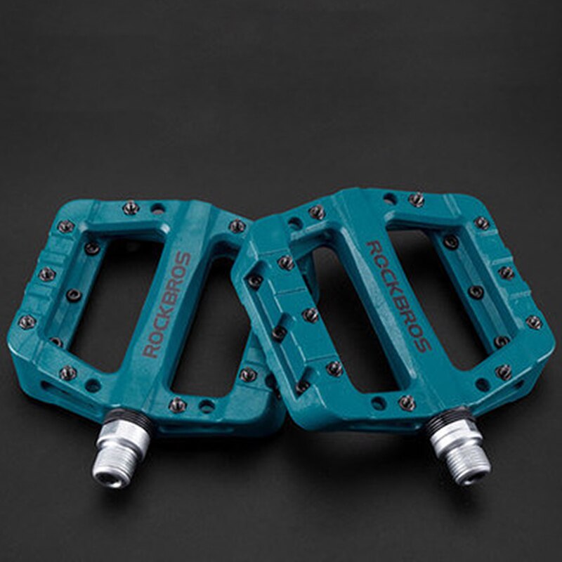 Rockbros ultra-let pedal mountainbike cykelpedaler nylonfiber flerfarvet store fodcykel bærende pedaler cykeldele: 12c- blå