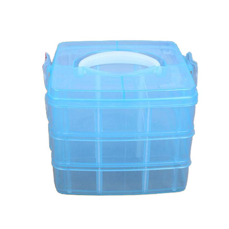 Caja de almacenamiento de cuentas de plástico transparente para joyería, contenedor de herramientas de bricolaje, organizador desmontable, 3 posiciones, 4 colores