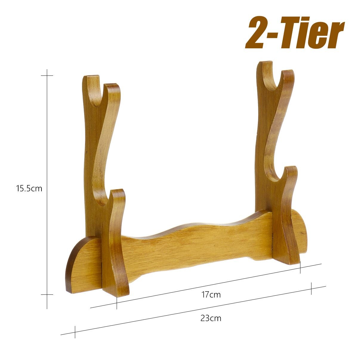 1/2/3/4 Tiers Universal Japanese Samurai Sword Wall Mount Solid Wood Katana Holder Stand Bracket Rack Display Home Decoration: 2 Tier