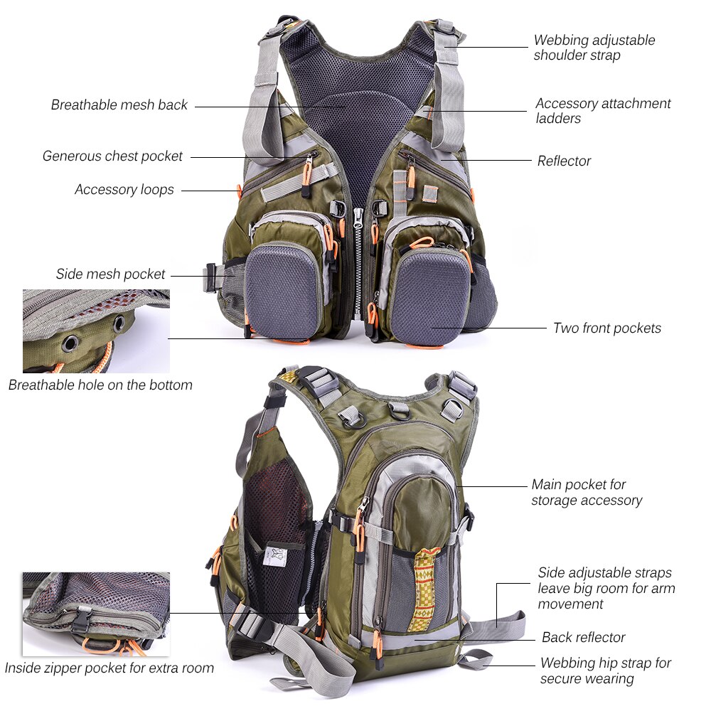 Blusea Mesh Vliegvissen Vest Rugzak Ademend Outdoo... – Grandado