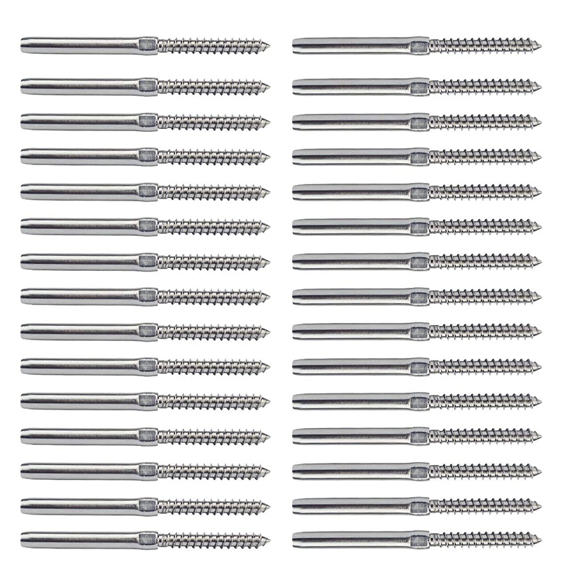 30Pcs Swage Lag Screws Left & Right For 1/8 Inch Cable Railing System Stair Deck Wood Post Balusters Decking Hardware-[A04I Tool: Default Title