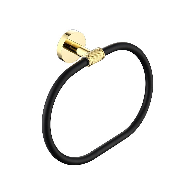 Solid messing håndklæde håndklædeholder hylde væg toiletbørsteholder sæbedispenser knagerækker sort guld badeværelsestilbehør sæt: E807