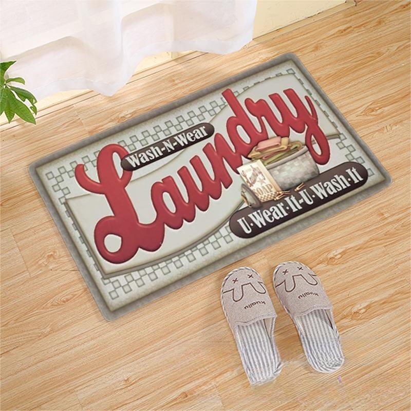 Vloermat voor de wasruimte, geschikt voor binnen, toilet en entree, decoratief, wasbaar, antislip, gemakkelijk schoon te maken, kreukvrije deurmat