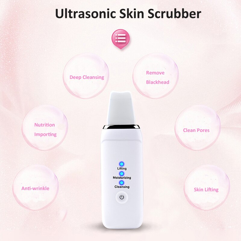 Beauty Ultrasonic Skin Scrubbe Face Cleaning Facial Cleaner Skin Peeling Blackhead Removal Pore Cleaner Face Scrubber