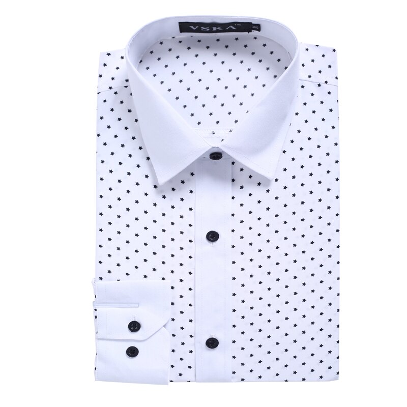 Afslappet print polka dot mænds skjorte slim fit kjole skjorte langærmet fjeder bomuld turn-down krave camisa masculina