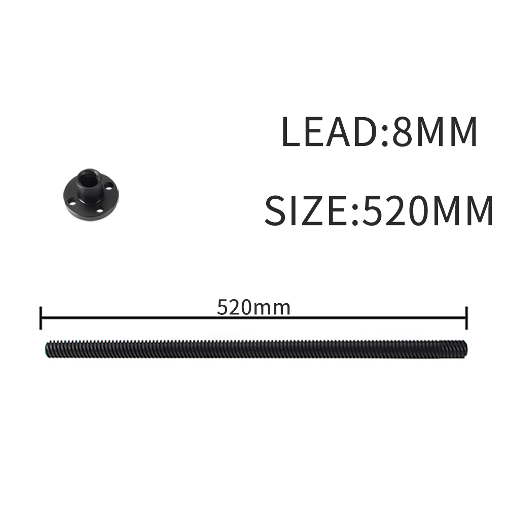 T8 PTFE Teflonto Lead Screw 2mm/8mm With POM Nut For Ender3 Ender3 pro Ender3 V2 Ender5 Sidewinder X1 VORON 3D Printer Parts: Lead 8MM 520