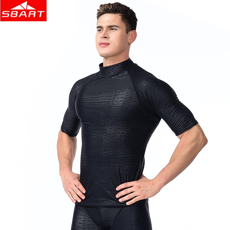 Sbart langærmet rash guard mænd badetøj skjorter solbeskyttende lycra surf våddragt toppe snorkel svømning windsurfing rashguard l