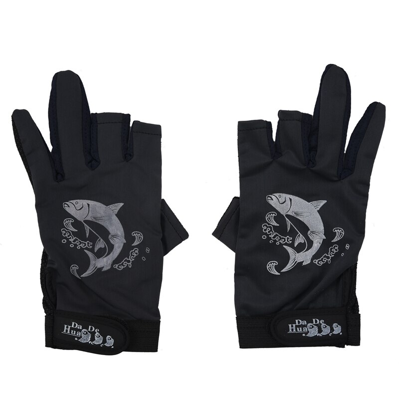 Sodial (R) 2 Stuks Rubber Dots Antislip Palm Twee Vinger Vissen Handschoenen Zwart