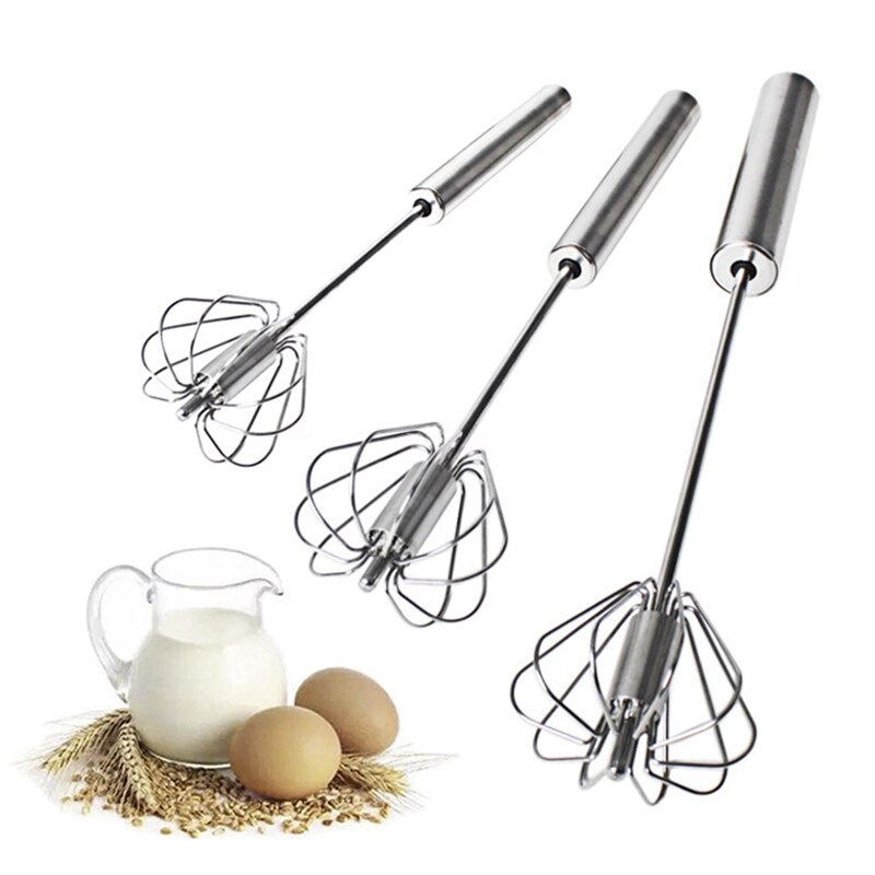 Semi-automatic Egg Beater 304 Stainless Steel Egg Whisk Manual Hand Mixer Self Turning Egg Stirrer Kitchen Accessories Egg Tools