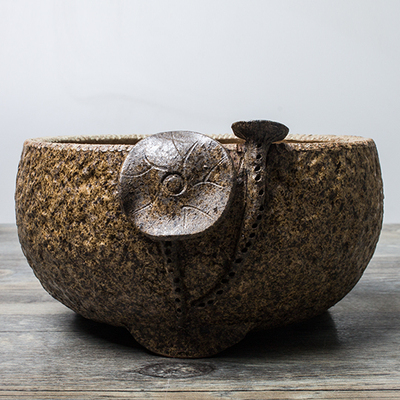 Grand bol de poterie chinois Vintage pour service à thé, tasse de thé Kong Fu en céramique, lavage du stylo, Lotus, ustensiles de cérémonie, accessoires: Small size