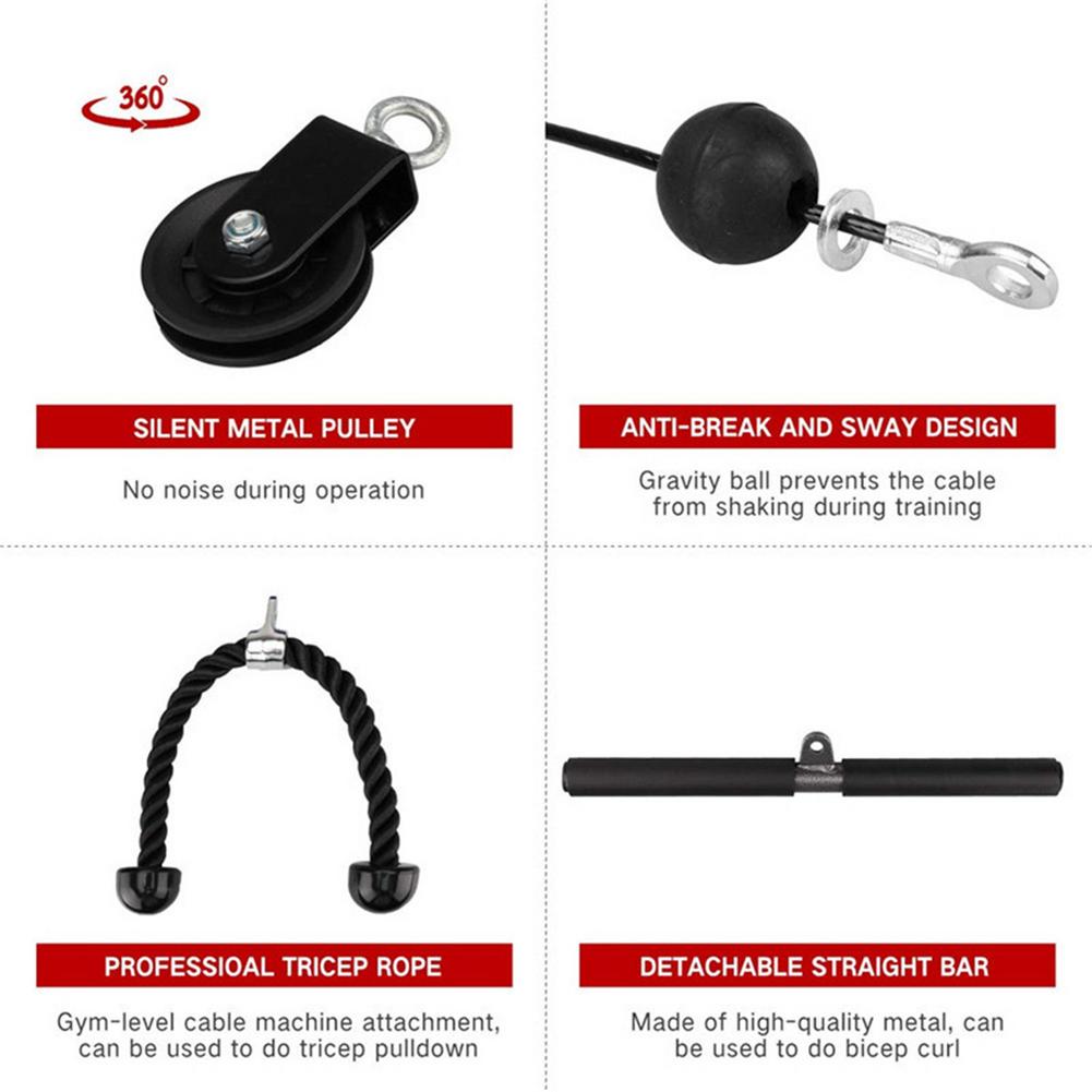 Fitness Pulley Cable System Machine DIY Fitness Resistance Band for Forearm Muscle Strength Home Gym Training Equipment