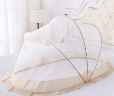 Baby mosquito net foldable portable mosquito net for children: Khaki lace