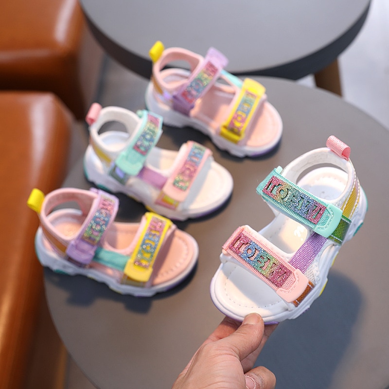 Children Soft Bottom Non-slip Open Toe Beach Shoes Girls Baby Colorful Toddler Sandals Baby Girl Shoes Summer Girls Sandals