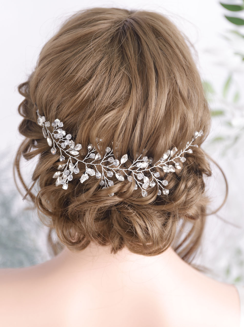 Accesorios para el cabello de boda Vintage con cristales y hojas, diadema plateada, tocados para mujer, enredadera para el cabello