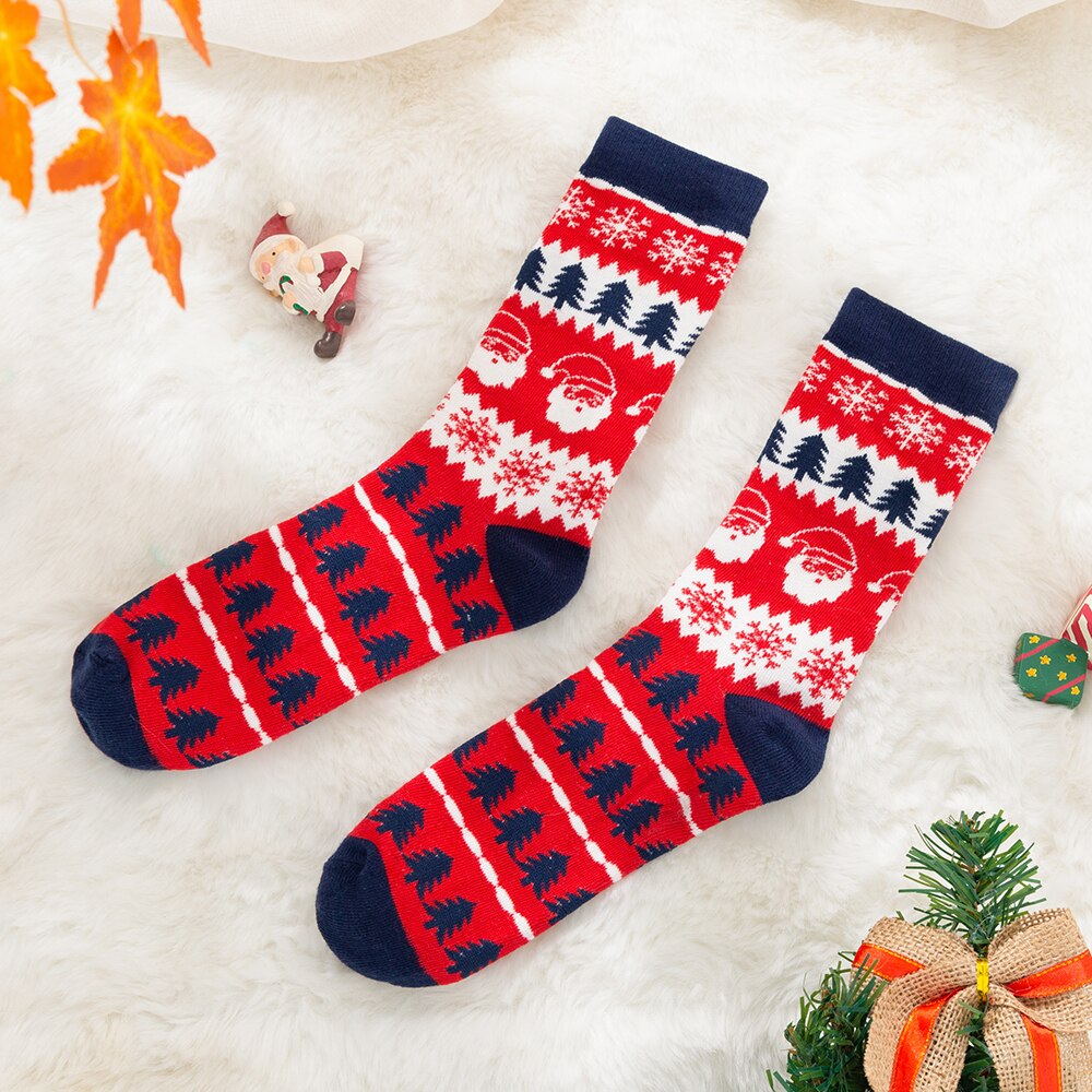 Ouder-kind Sokken Kerst Gedrukt Unisex Volwassen Mannen Vrouwen Kids Baby Lange Katoenen Warme Sokken Familie Bijpassende Kerst Sokken: D Kids (3-5 Years)