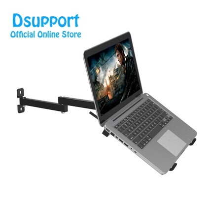 Foldable Wall Mount 17-27 inch Laptop Holder Two Arms Full Motion Laptop Cooler Retractable Notebook Hanger