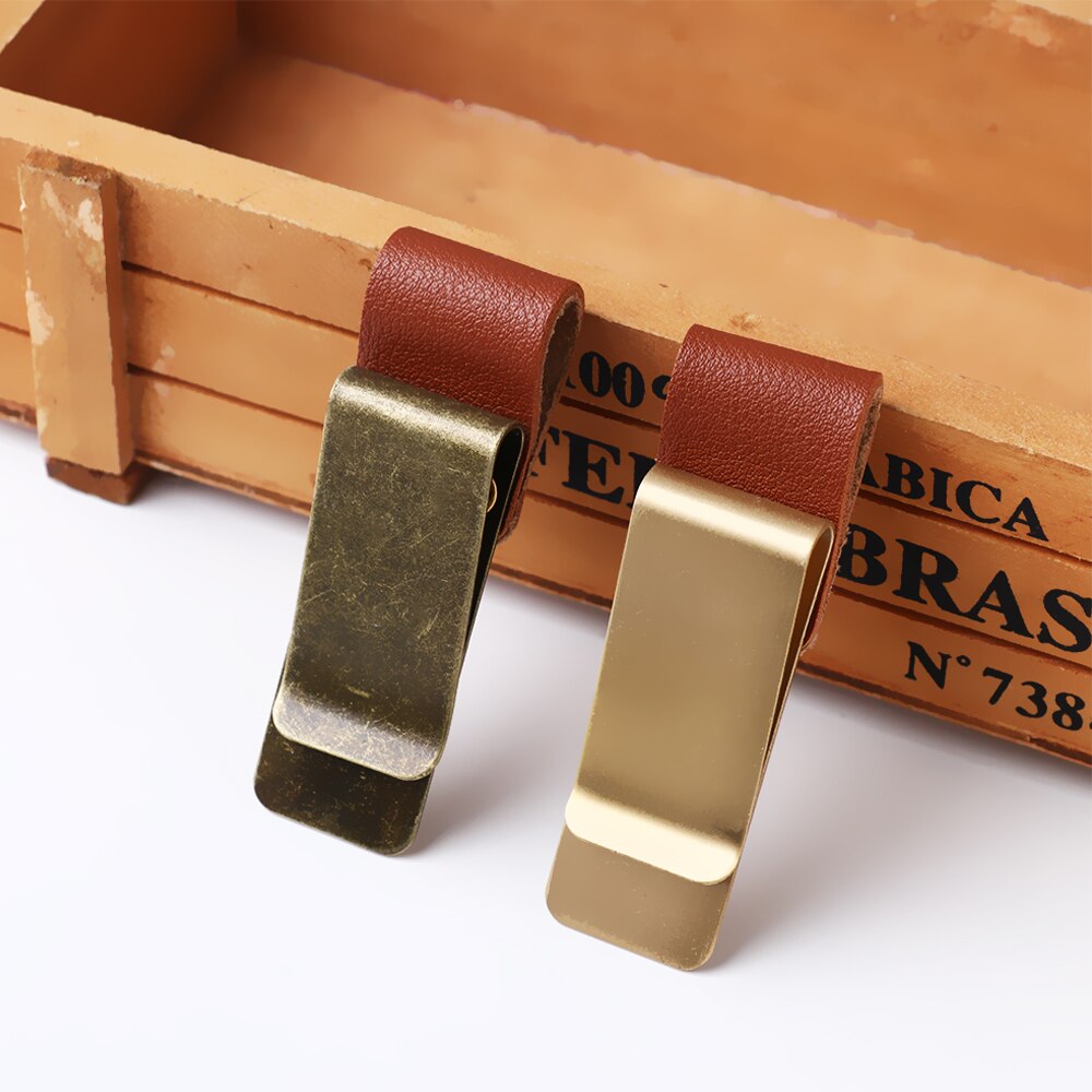 Metal Handmade Leather Brass Stainless Steel Pen Holder Pencil Clip Journal Dairy Notebook Holder Paper Folder Memo Clip