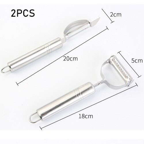 Stainless Steel Potato Cucumber Carrot Grater Julienne Peeler Vegetables Fruit Peeler Double Planing Grater Tools: 2PCS