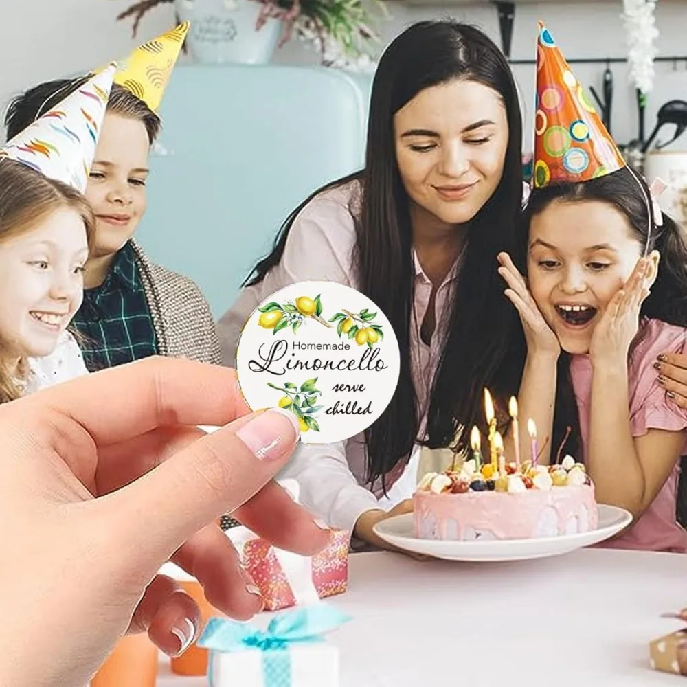 Bedankt stickerlabels Limoncello cirkelstickers 60 stuks cirkelstickers 2 "zelfklevende handige feestcirkelstickers