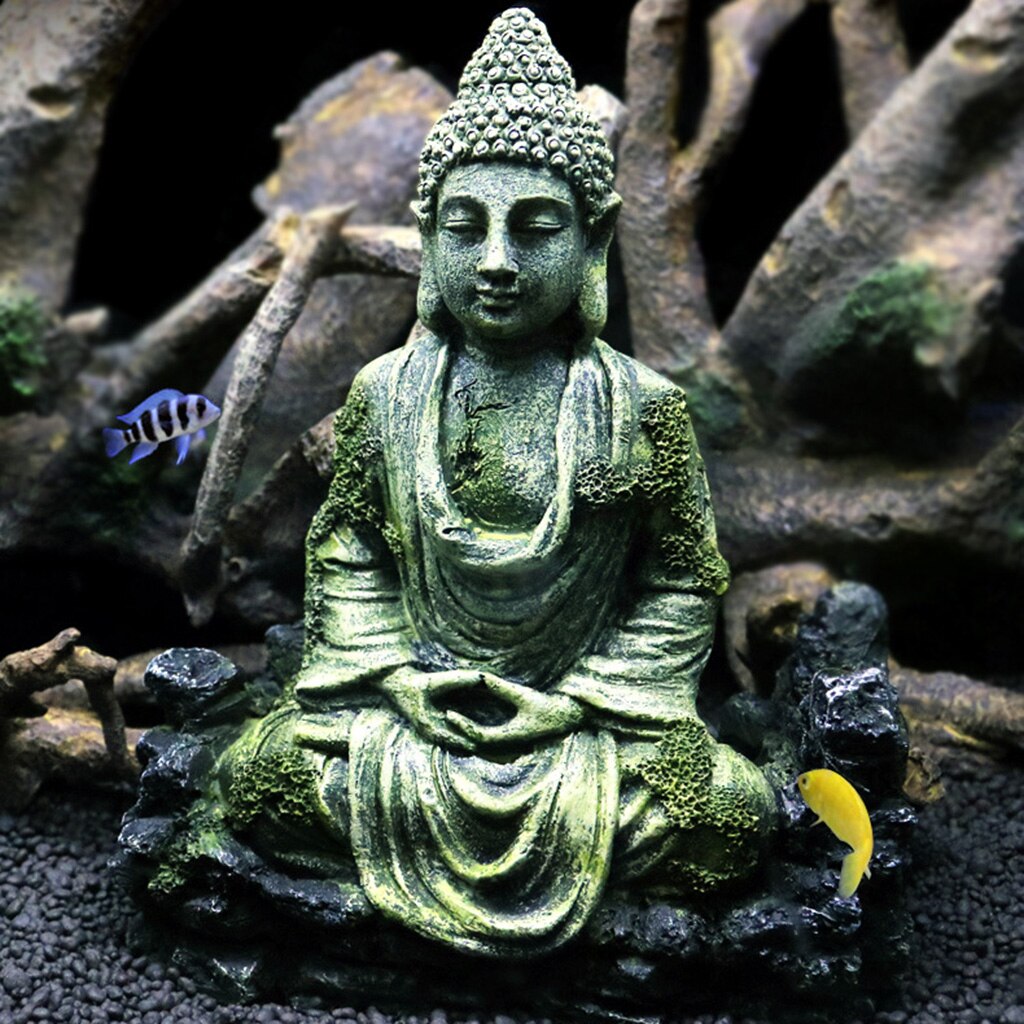 Decoración de Acuario, imagen de Buda acuático, cueva, ornamento Visual