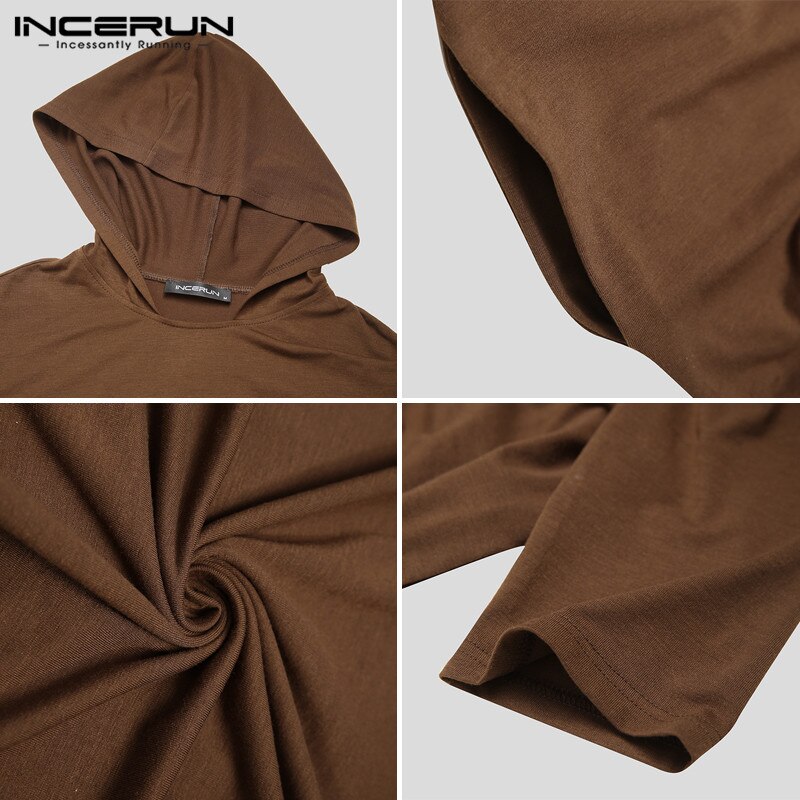 Heren gewaden cosplay kostuum met kap kerk effen kleur lange mouwen kaftan priester herenkleding cosplay zachte gewaden zonder riem incerun 7