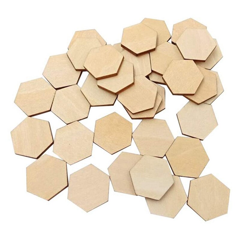 100 Houten Stukken Hexagon Hout Vorm Beukenhout Voor Diy Arts Craft Project Klaar Om Verf Of Versieren (25mm): Default Title
