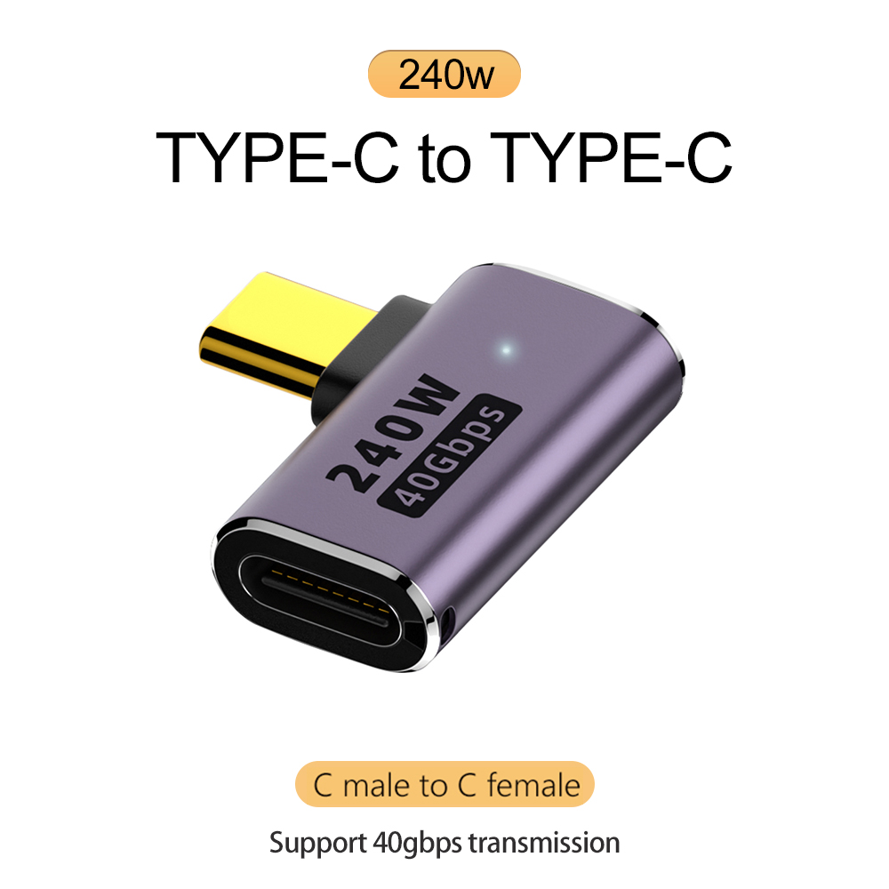 NNBILI 240W 5A Typ-C OTG Adapter Schnelllade-Datenkonverter USB4.0 40Gbps Unterstützung 8K@60Hz USB C 90/180 Grad Winkeladapter: green