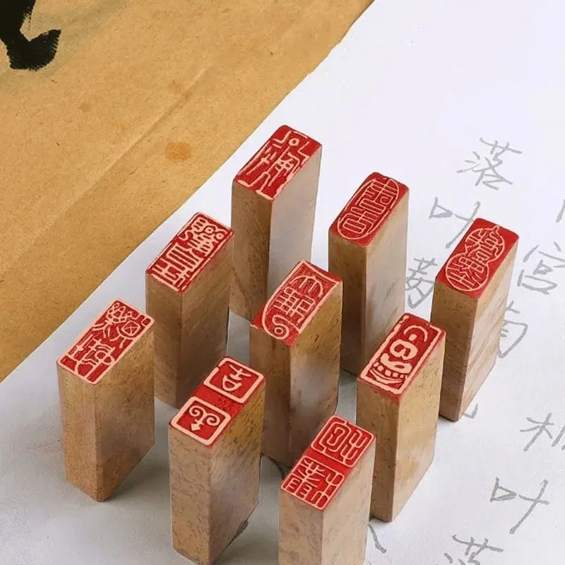 Afgewerkt Zegel Klein Formaat Draagbare Rechthoek Zegel Chinese Kalligrafie Schilderij Stempels Oude Stijl Natuursteen Afgewerkt Zegel