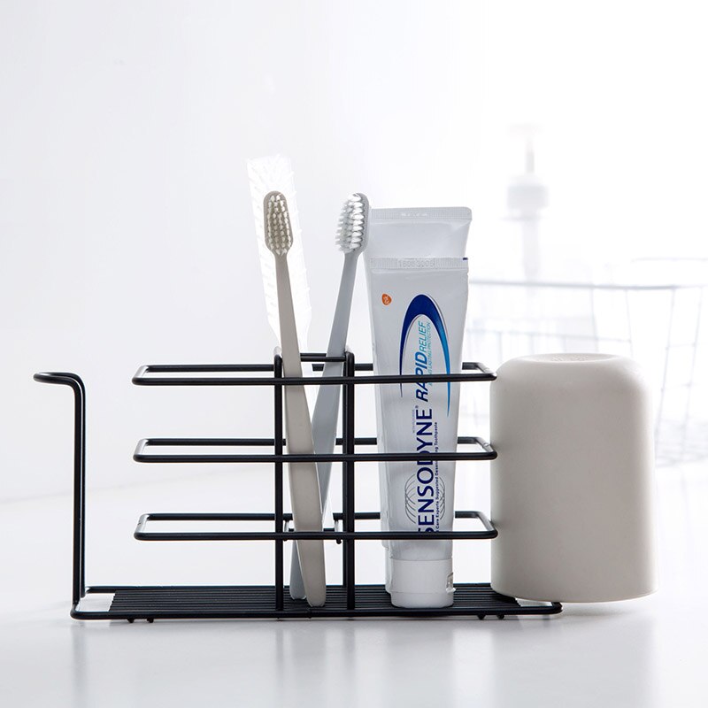 Iron toothbrush rack bathroom punch-free mouthwash cup storage rack wall-mounted toothbrush rack toothbrush holder