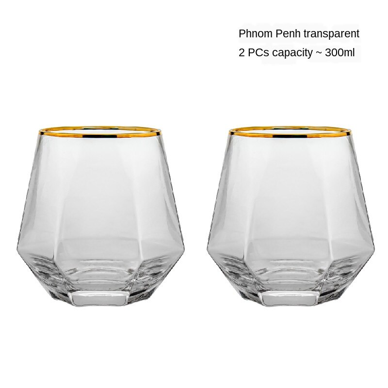 Verre coloré résistant à la chaleur, verre à Six faces, gobelets d'eau, tasse à jus de Cul, verre à boisson, haute apparence: 2PCS
