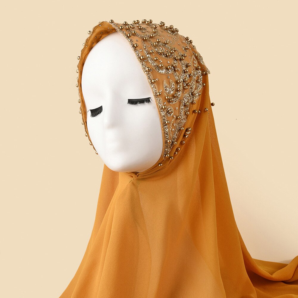 Ramadan Muslimischen Hijab Mit Strass Chiffon Schals Für Frauen Islam Kleidung Kopftücher Mit Stein Schal Damen Schleier: 18