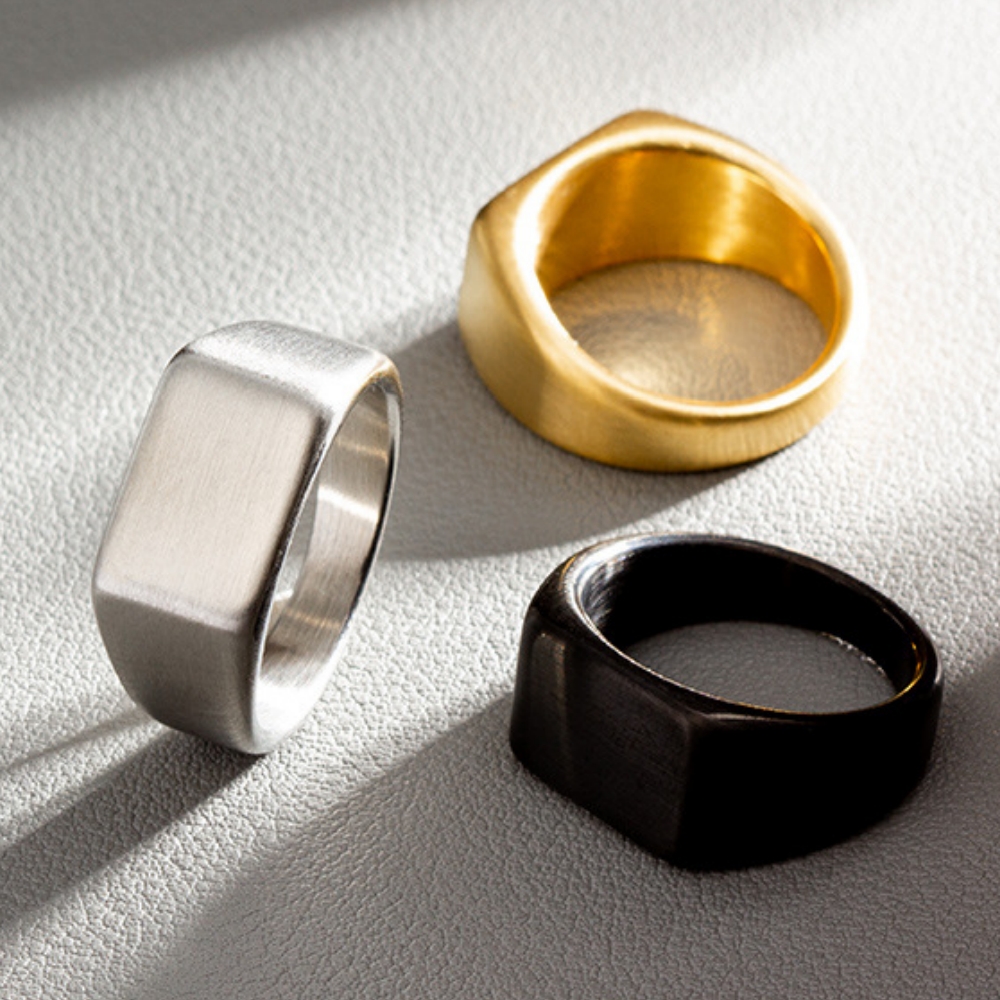 HNSP 316L Edelstahlring für Männer 2024, glatte rechteckige Dichtungsringe, Fingerschmuck, Zubehör