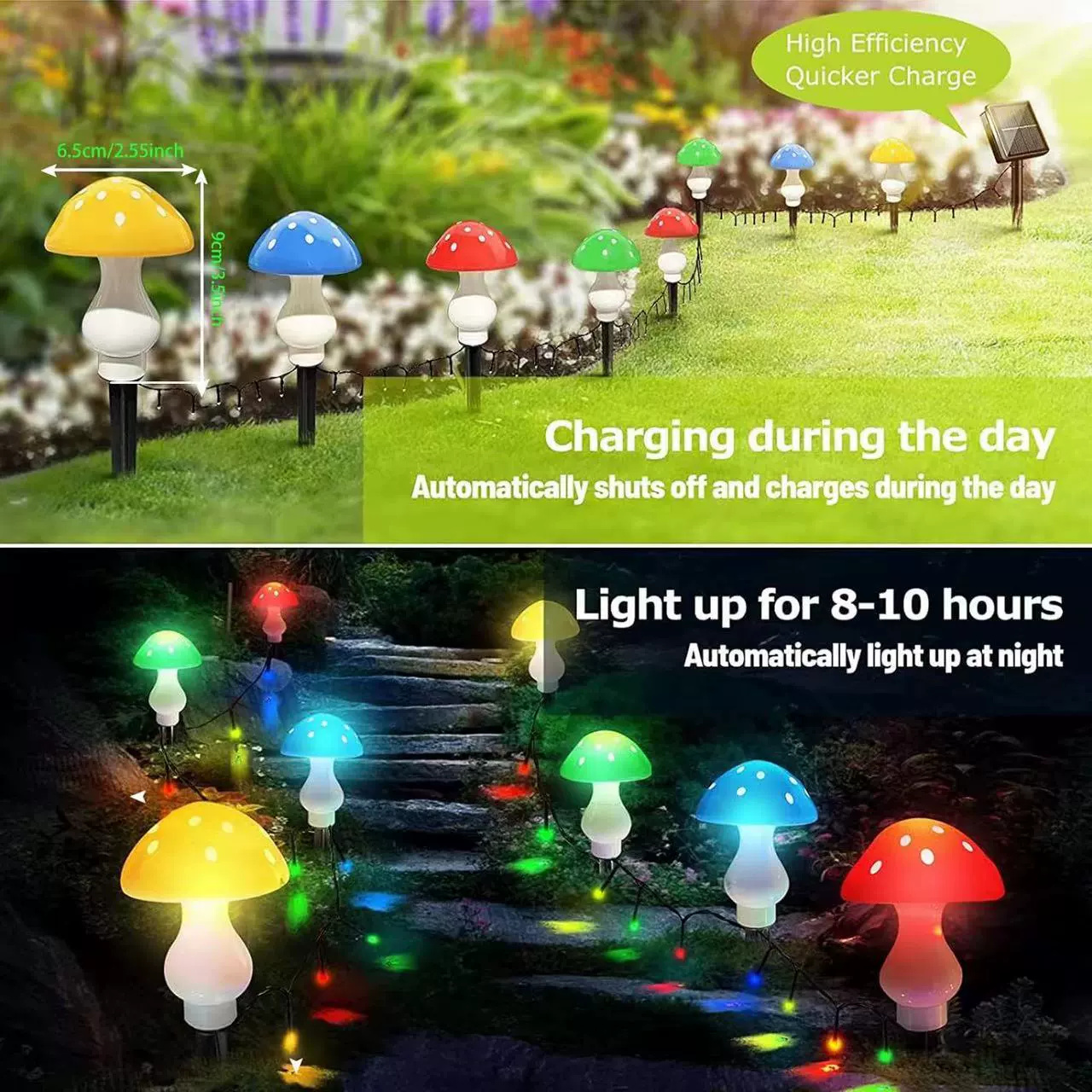 Luces solares de setas para decoración de jardín, luz nocturna impermeable para exteriores, lámpara LED de hadas para Navidad, Halloween, camino de césped y jardín