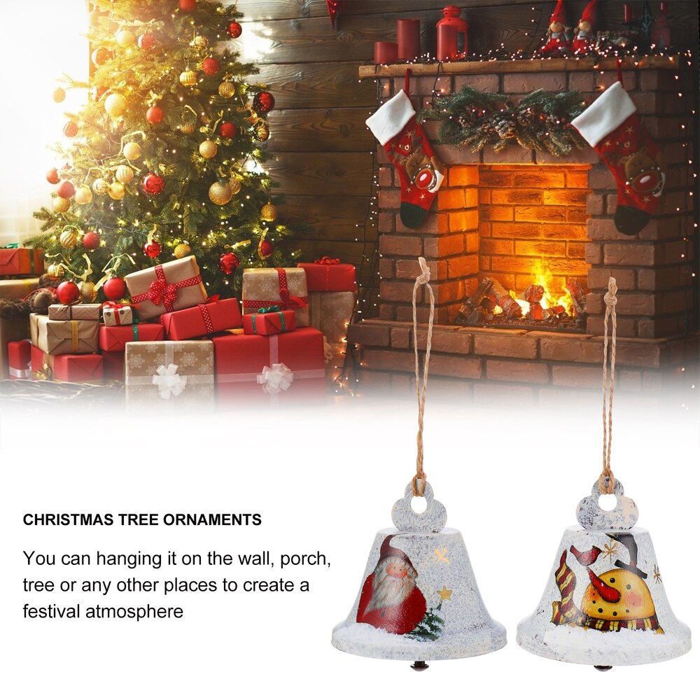 2 Stuks Kerst Thema Bells Grote Bells Iron Art Hangers Kerstboom Decor