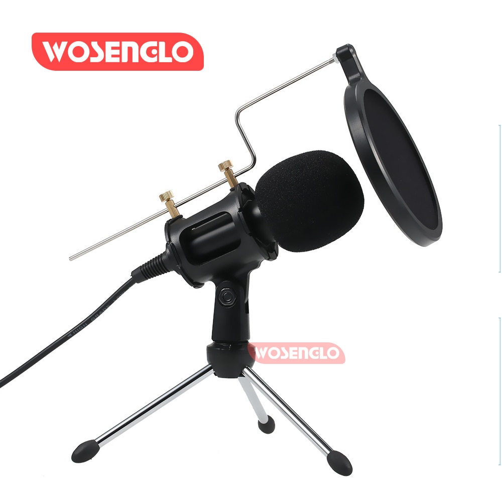 Condenser Microphone 3.5mm Plug Home Stereo MIC Desktop Stand for PC Video Chatting Gaming Podcast Recording: Default Title