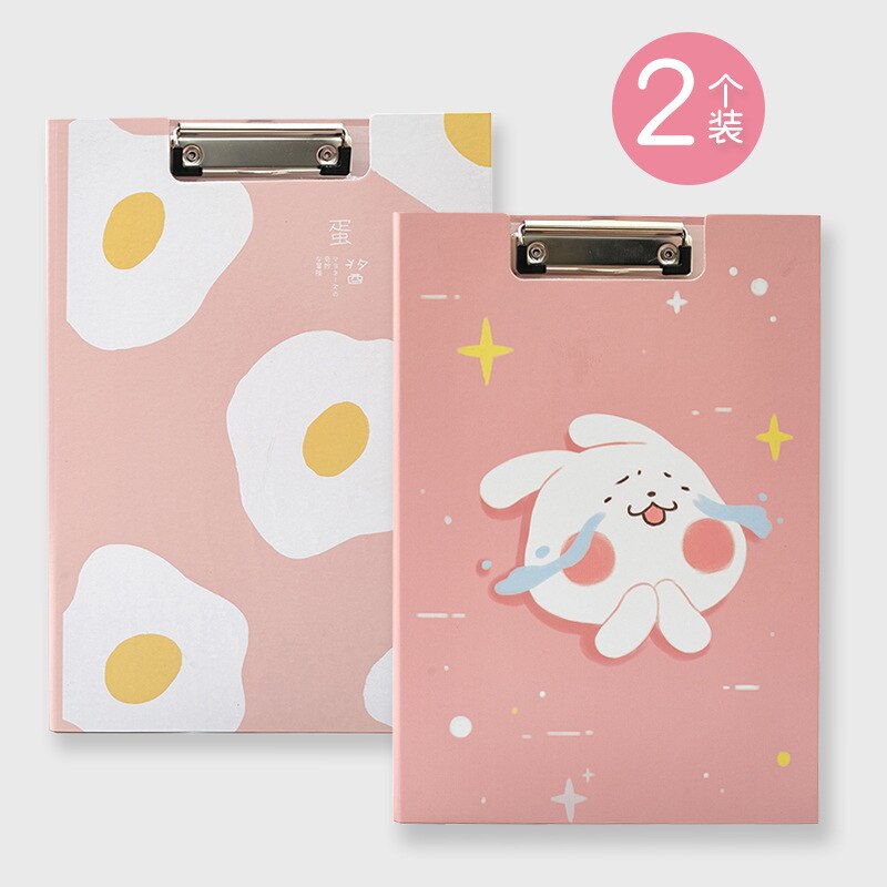 2pcs/set Cartoon A4 Flip Clip Student Cute Paper Clipboard Folder Pad for Office Supply Writing Clipboard Stationery School: I